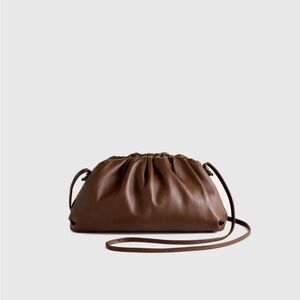 Quince Italian Leather Pouch Crossbody Clutch in Dark Brown